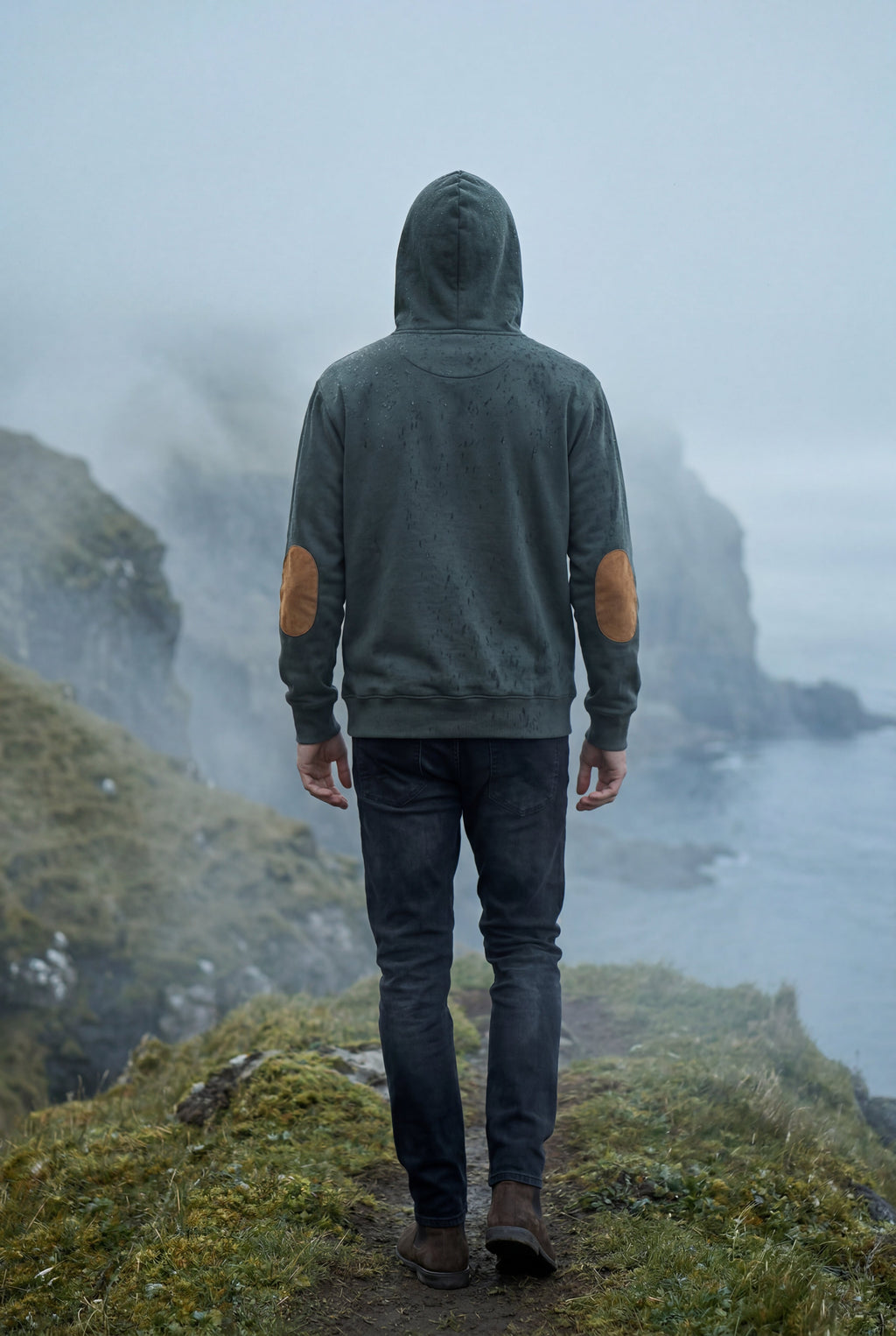 Liam | Contrast Elbow Patch Pullover Hoodie with Drawstring Hood