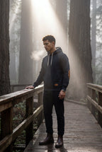 Liam | Contrast Elbow Patch Pullover Hoodie with Drawstring Hood
