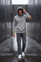 Liam | Contrast Elbow Patch Pullover Hoodie with Drawstring Hood