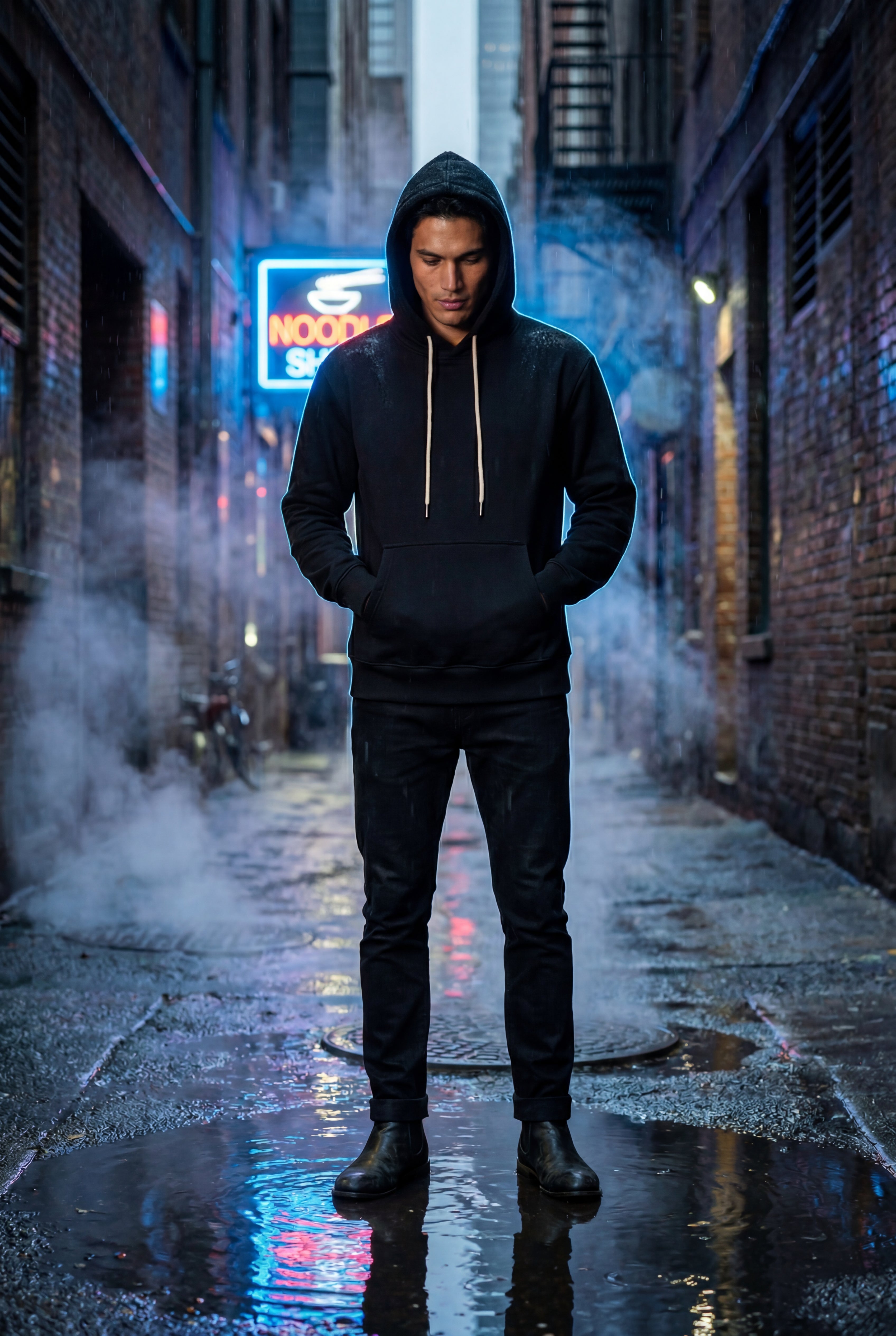 Liam | Contrast Elbow Patch Pullover Hoodie with Drawstring Hood
