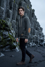 Liam | Contrast Elbow Patch Pullover Hoodie with Drawstring Hood