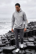 Liam | Contrast Elbow Patch Pullover Hoodie with Drawstring Hood