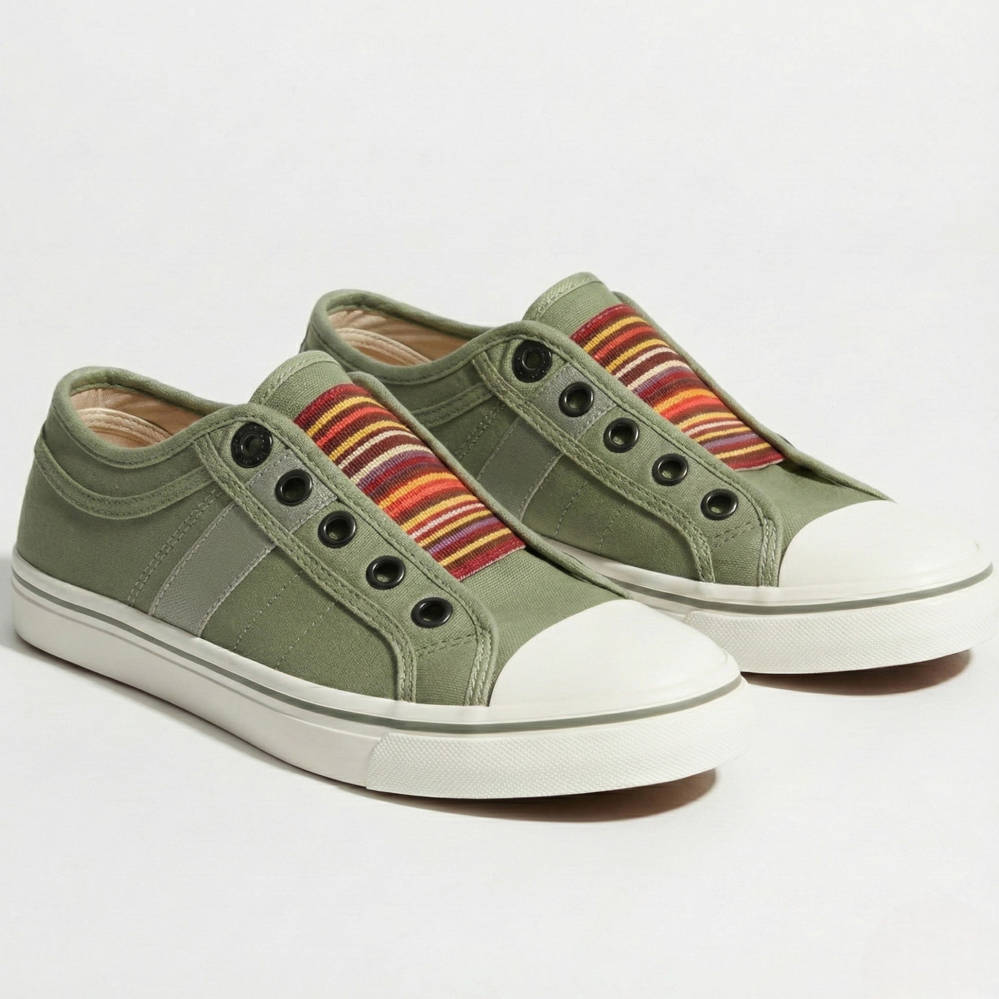 Lia | Multicolor Elastic Band Slip-on Canvas Sneaker