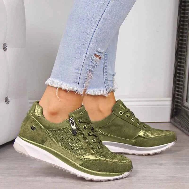 Lia | Women's Metallic Panel Low-Top Casual Sneakers