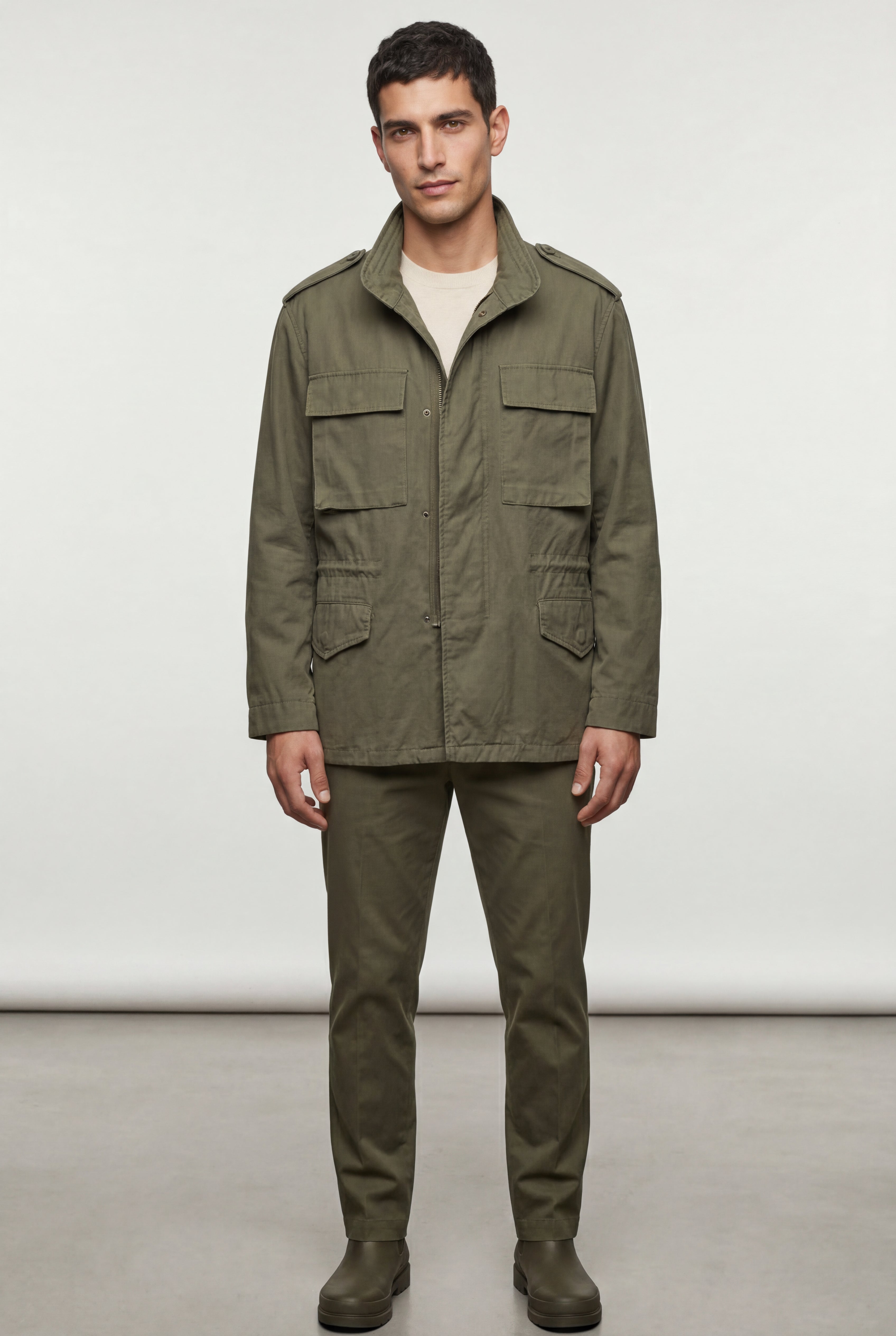 Liam | Matte Utility Pocket Field Jacket with Epaulettes
