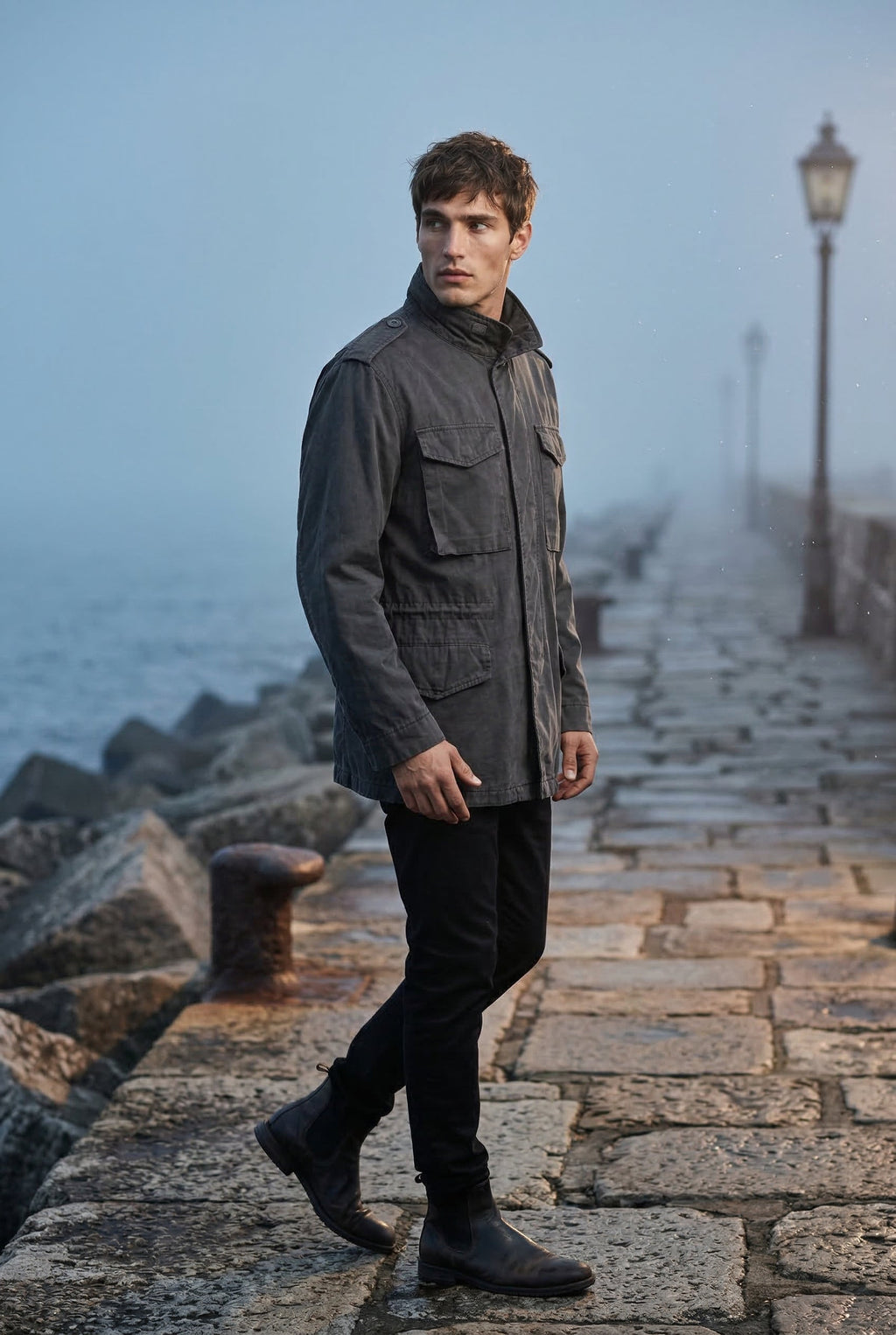 Liam | Matte Utility Pocket Field Jacket with Epaulettes