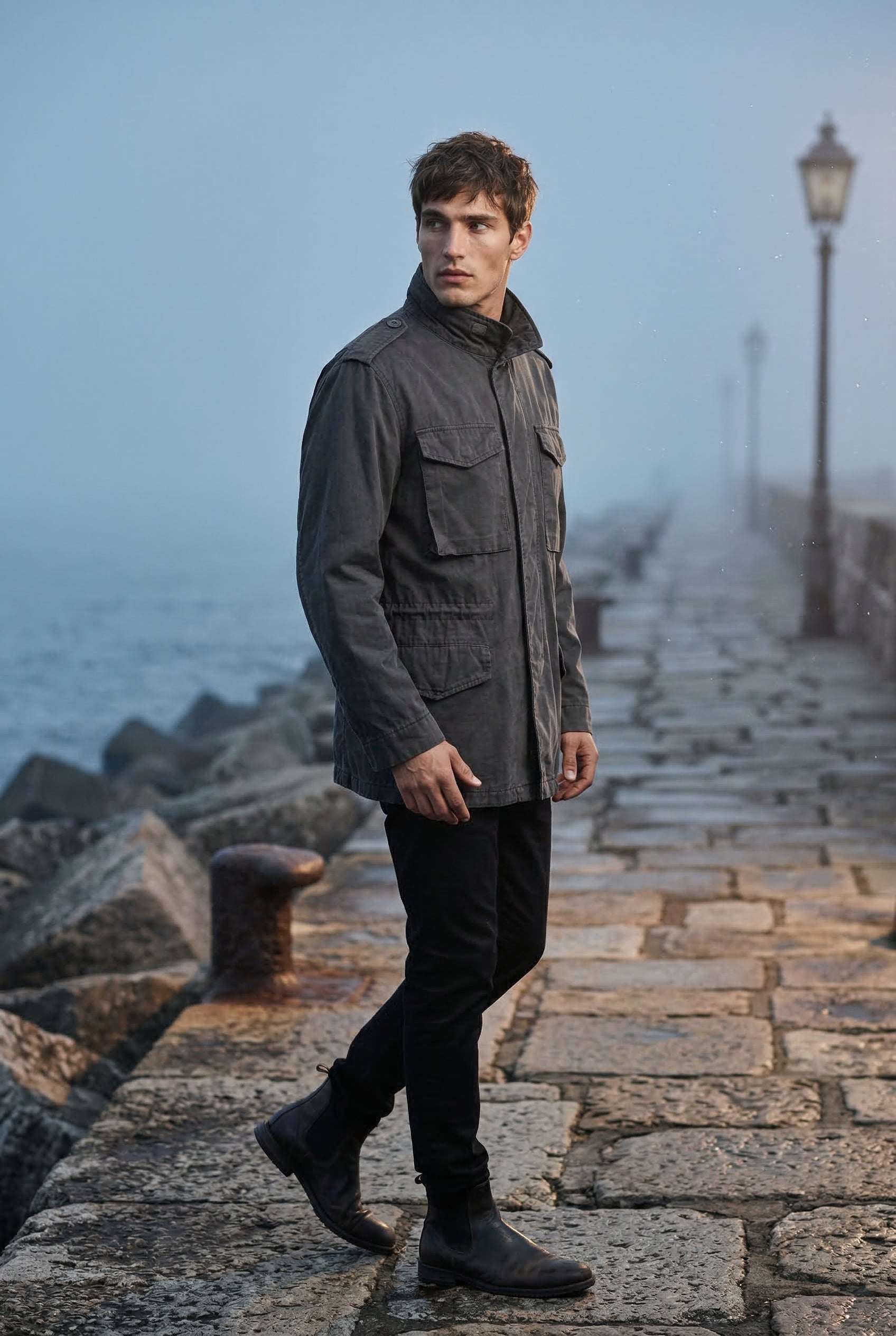 Liam | Matte Utility Pocket Field Jacket with Epaulettes