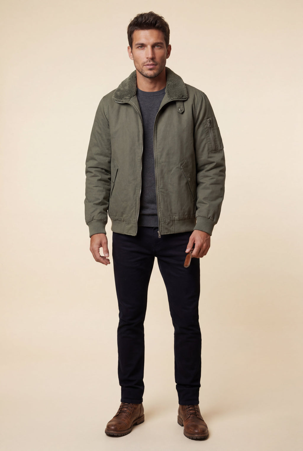 Liam | Men's Faux Collar Classic Bomber Jacket