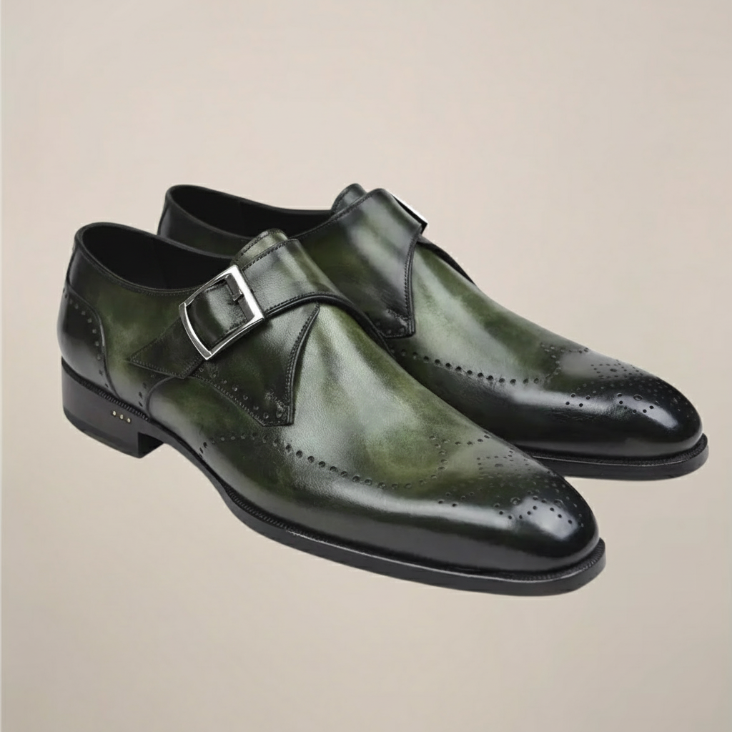 Liam | Monk Strap Brogue Dress Shoes with Wingtip Detailing