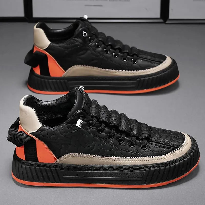 Gio | Quilted Streetwear Low-top Sneakers with Bold Ribbed Sole