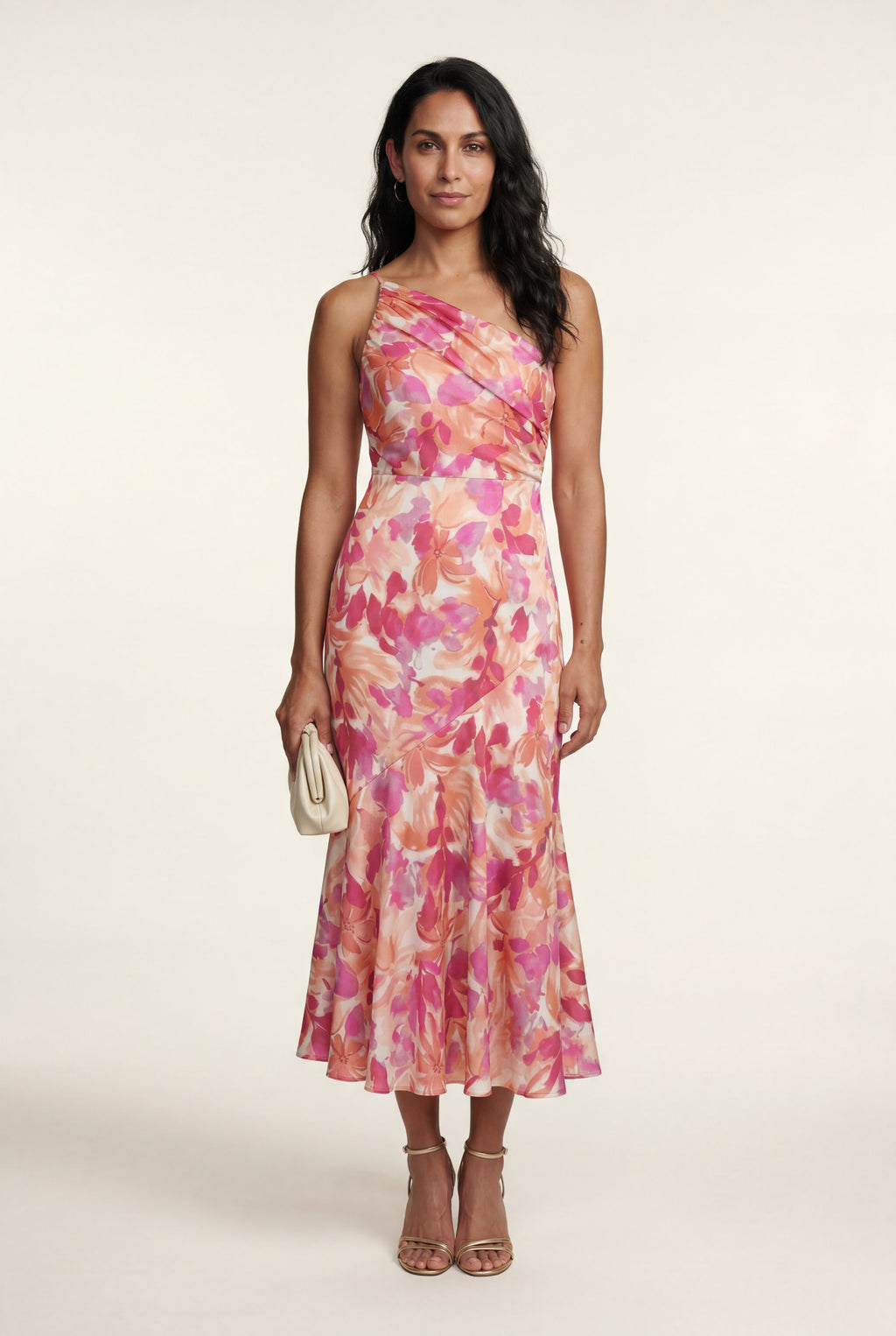 Alyssa | Asymmetrical One-shoulder Floral Print Midi Dress For Women