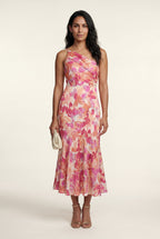 Alyssa | Asymmetrical One-shoulder Floral Print Midi Dress For Women