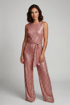 Elcevi | Belted Sleeveless Wide-leg Jumpsuit For Women