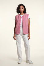 Elcevi | Boxy Snap-button Vest with Contrast Edge Trim For Women