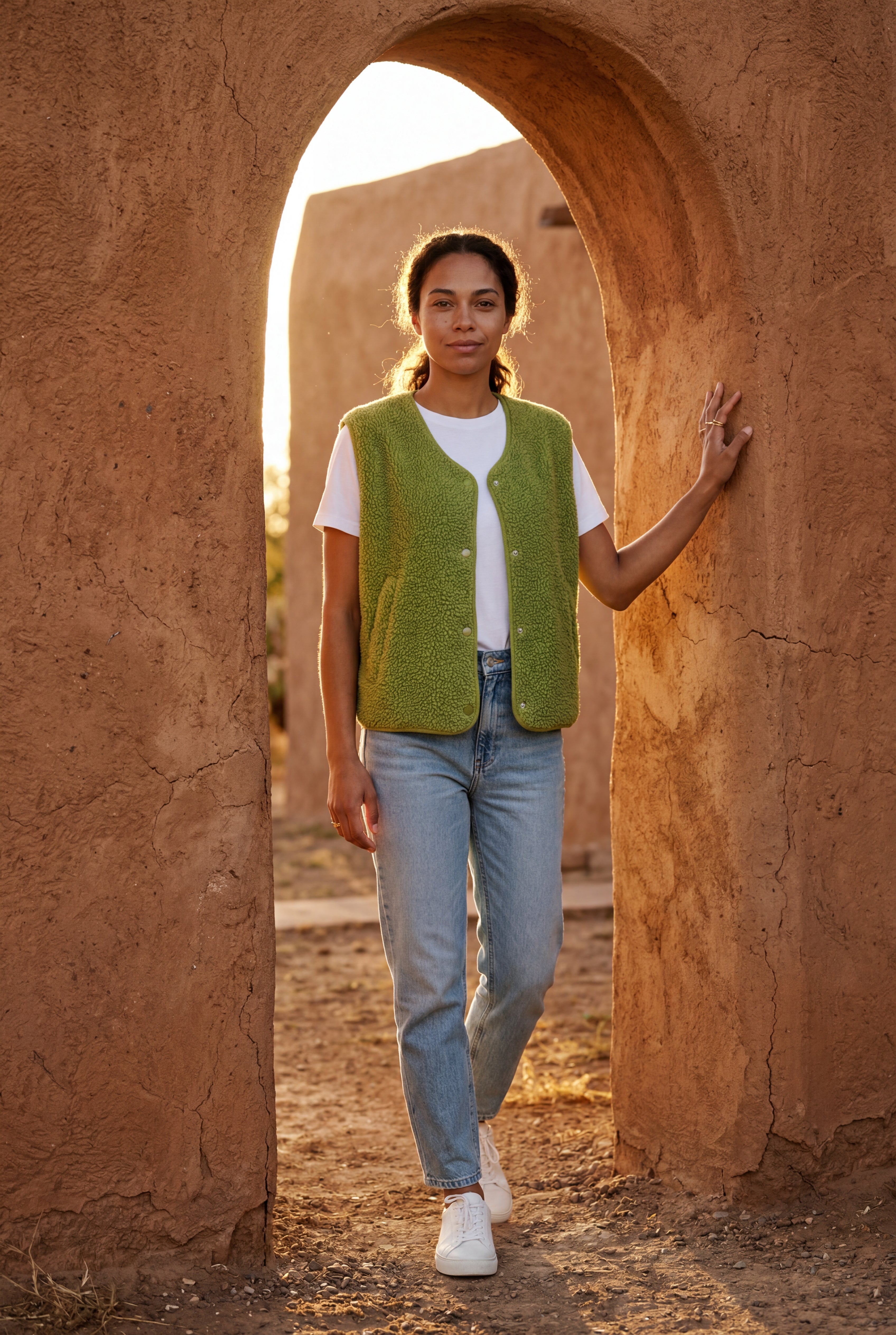 Elcevi | Boxy Snap-button Vest with Contrast Edge Trim For Women