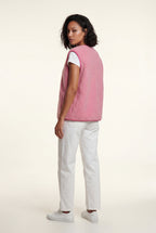 Elcevi | Boxy Snap-button Vest with Contrast Edge Trim For Women