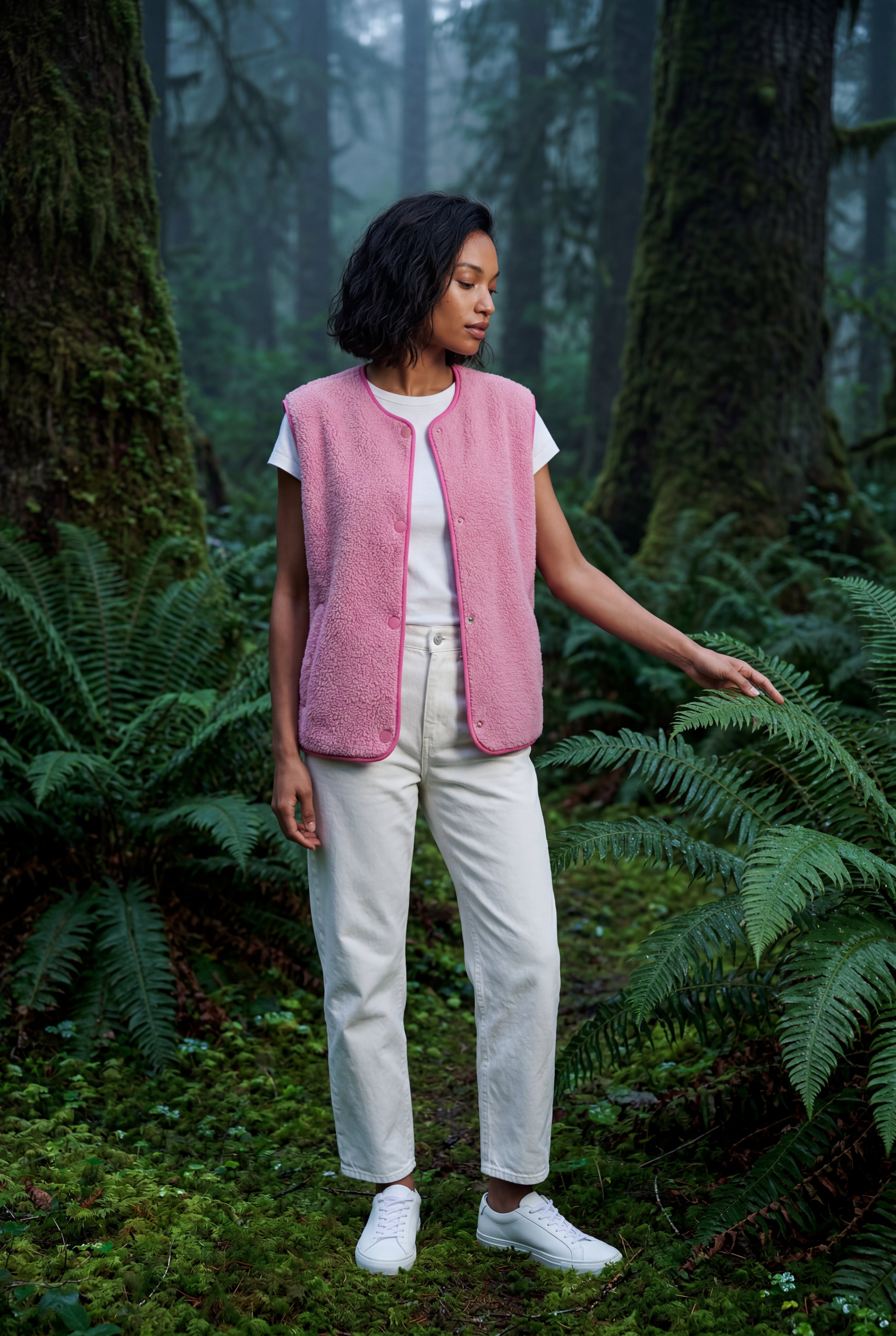 Elcevi | Boxy Snap-button Vest with Contrast Edge Trim For Women