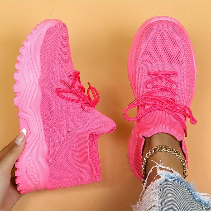 Lia | Chunky Sole Lace-up Sock Sneakers