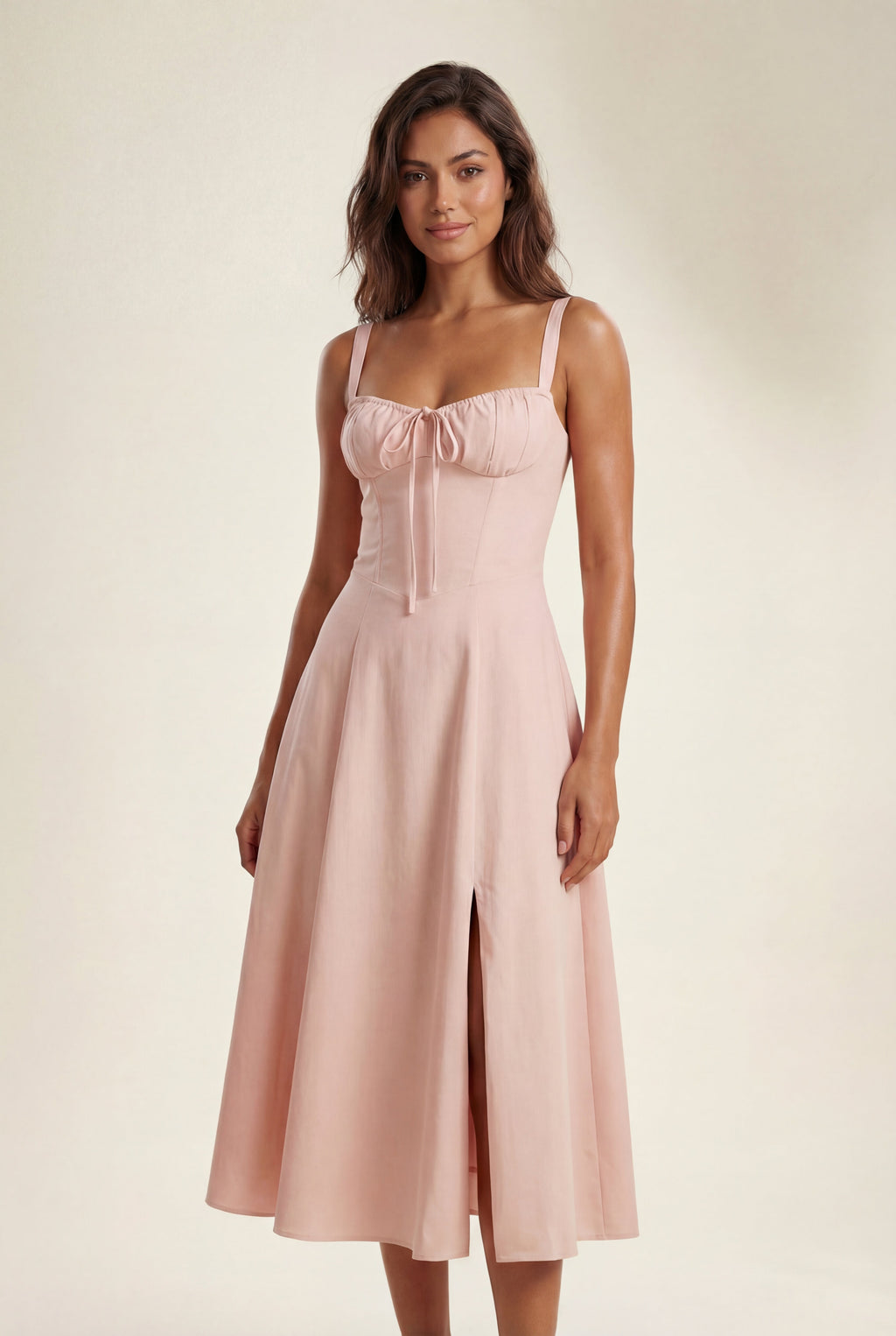 Alessia | Corset Bodice A-line Midi Dress with Sweetheart Neckline For Women
