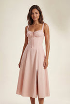 Alessia | Corset Bodice A-line Midi Dress with Sweetheart Neckline For Women