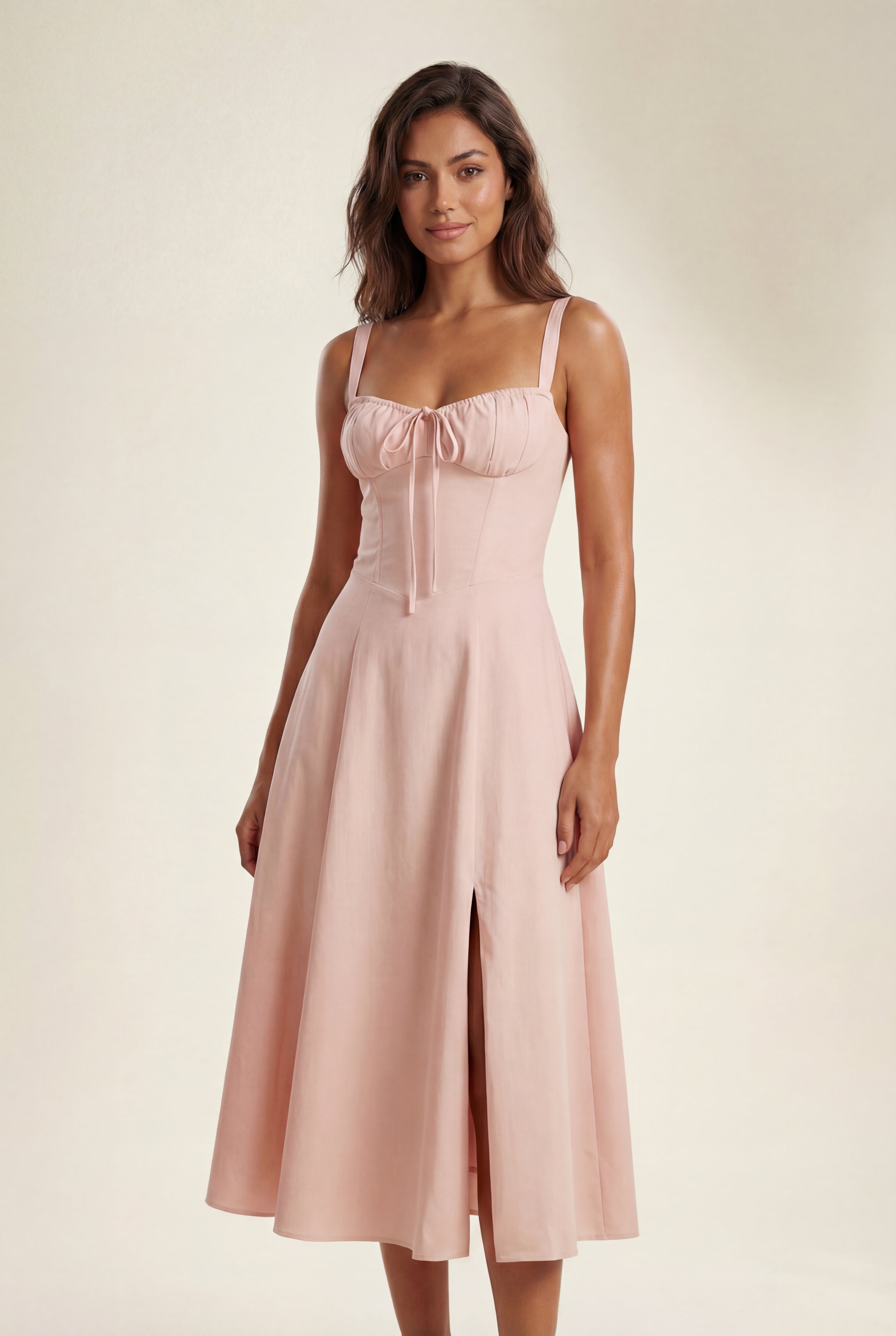 Alessia | Corset Bodice A-line Midi Dress with Sweetheart Neckline For Women