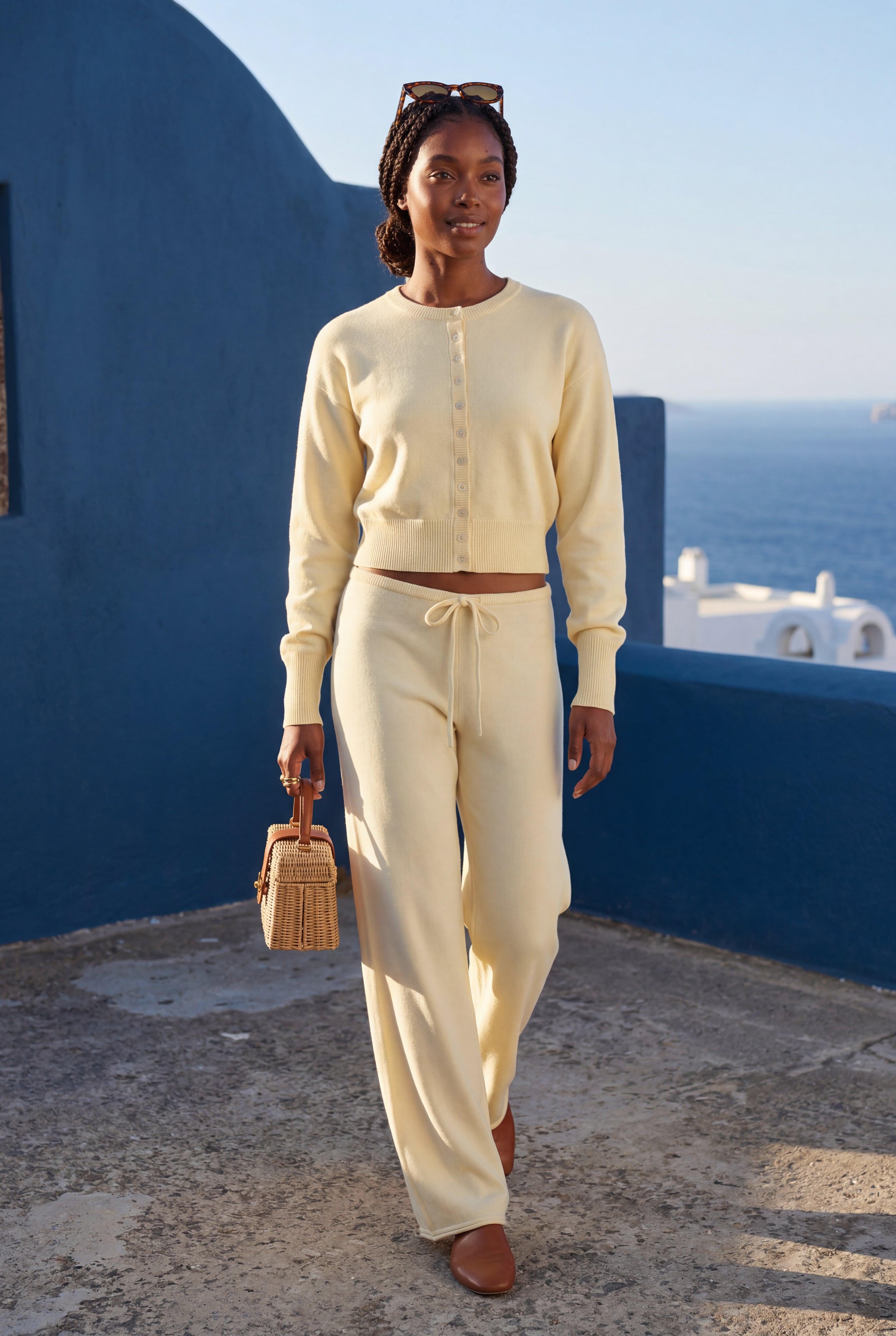Lia | Cropped Cardigan and Wide-leg Pants Set