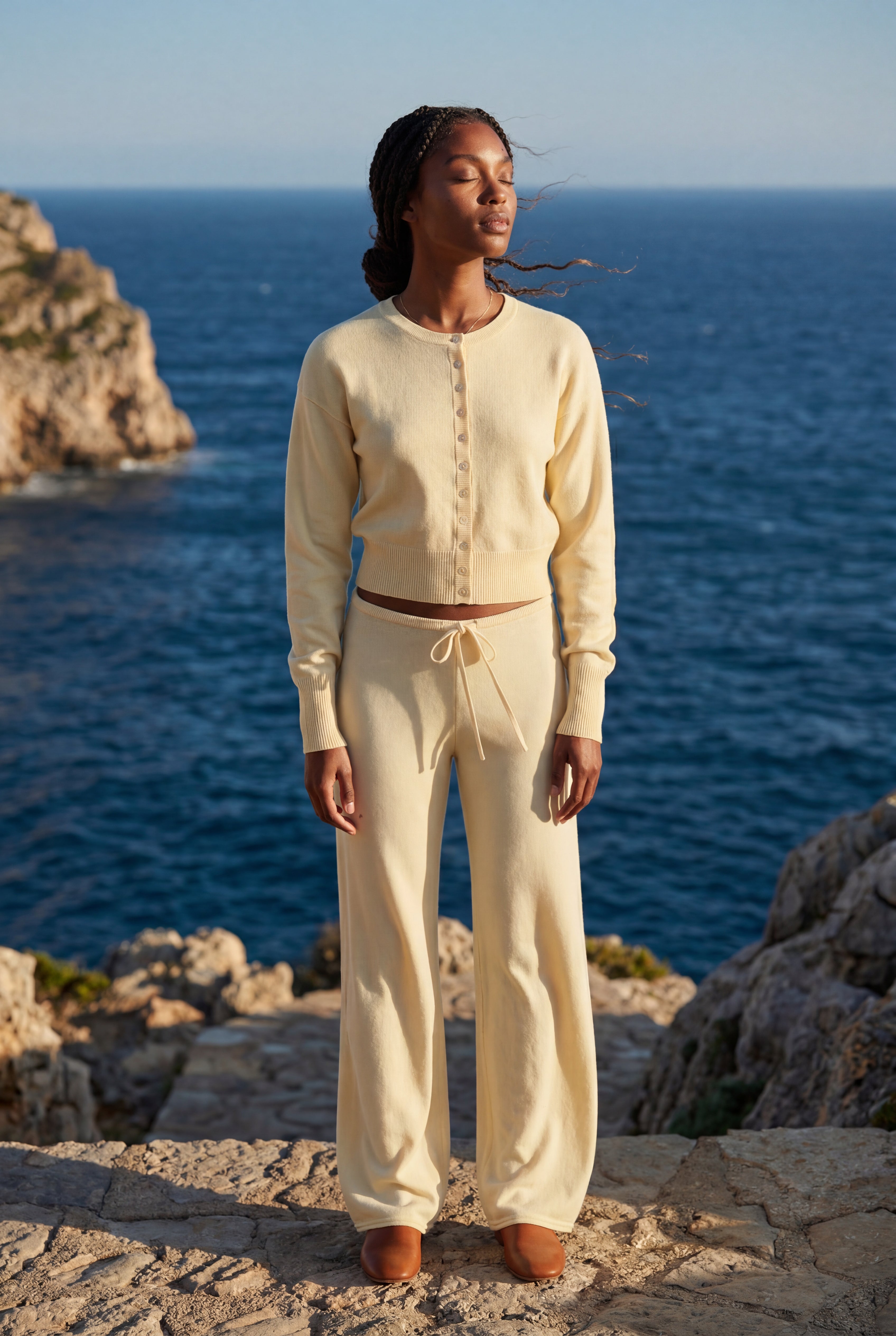 Lia | Cropped Cardigan and Wide-leg Pants Set