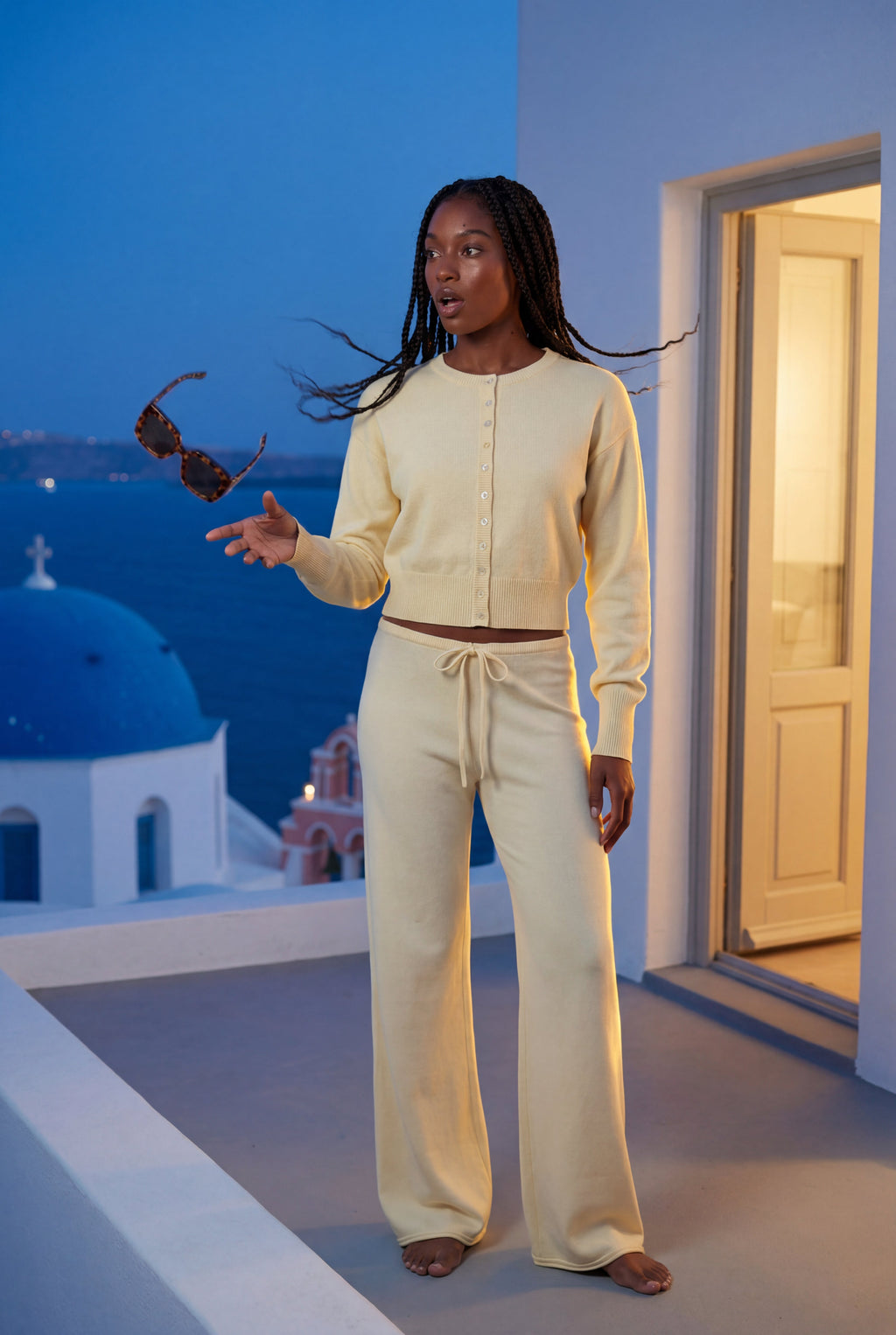 Lia | Cropped Cardigan and Wide-leg Pants Set