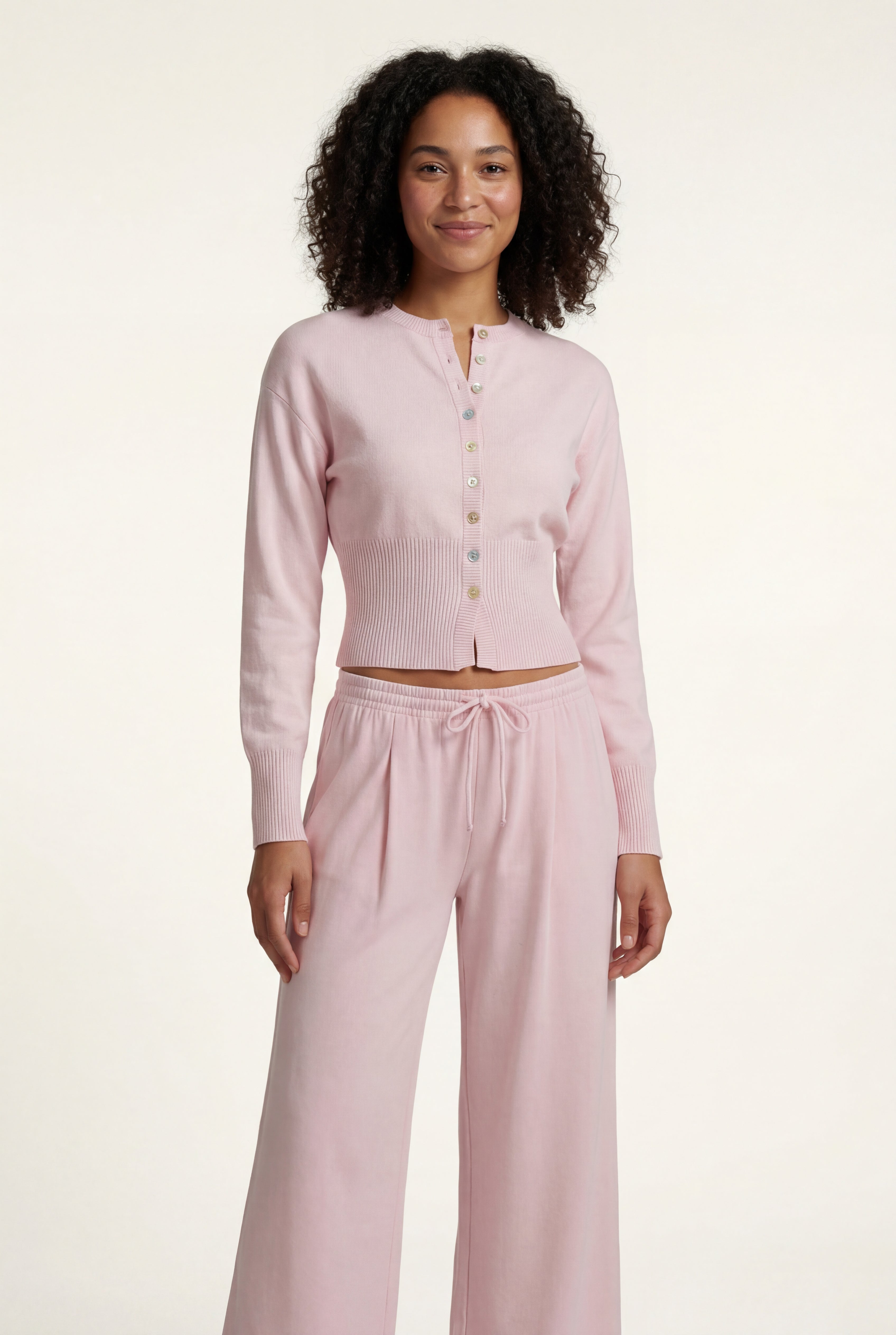 Lia | Cropped Cardigan and Wide-leg Pants Set