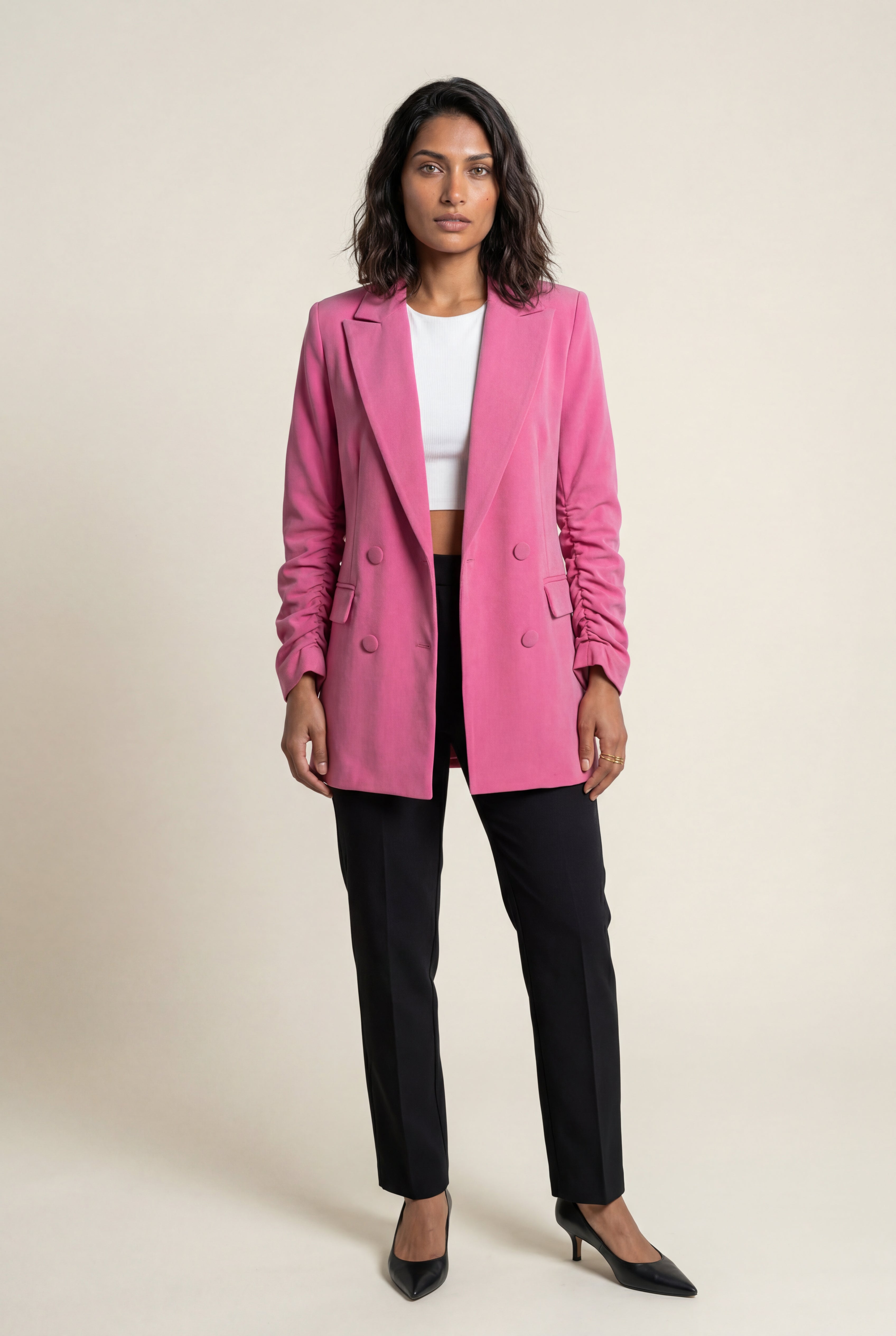 Elcevi | Double-breasted Classic Fit Blazer with Notched Lapel For Women