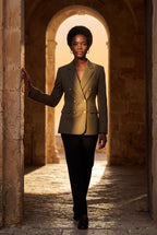 Elcevi | Double-breasted Fitted Blazer with Gold Buttons For Women