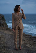 Elcevi | Double-breasted Fitted Blazer with Gold Buttons For Women