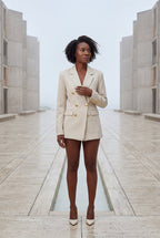 Elcevi | Double-breasted Fitted Blazer with Gold Buttons For Women