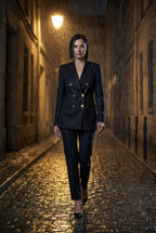 Elcevi | Double-breasted Fitted Blazer with Gold Buttons For Women