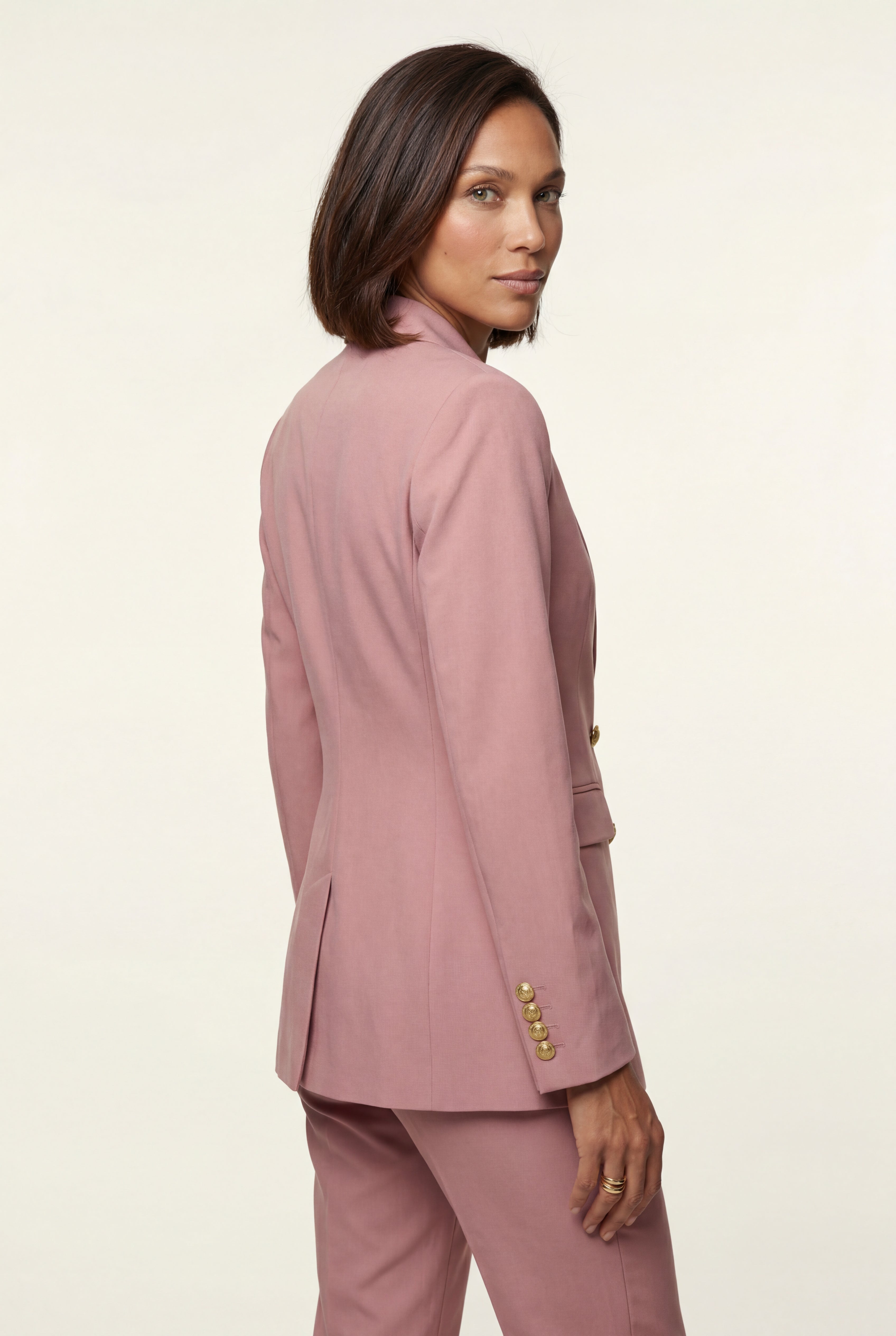 Elcevi | Double-breasted Fitted Blazer with Gold Buttons For Women
