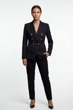 Elcevi | Double-breasted Fitted Blazer with Gold Buttons For Women