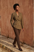 Elcevi | Double-breasted Fitted Blazer with Gold Buttons For Women