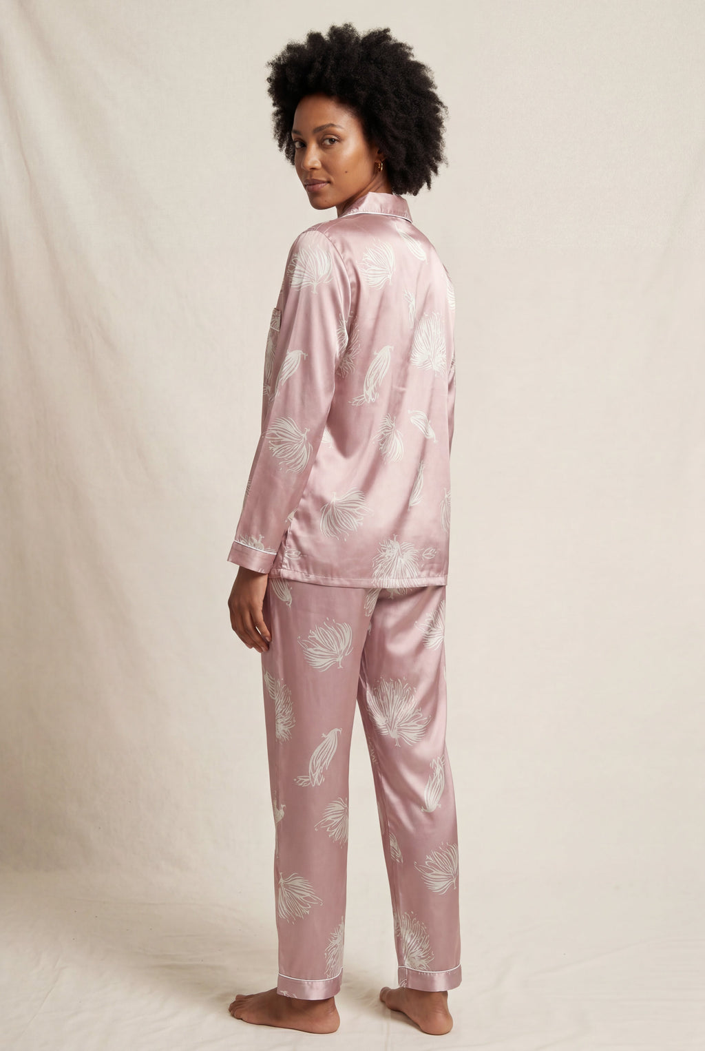 Lia | Floral Print Pajama Set with Button-up Blouse