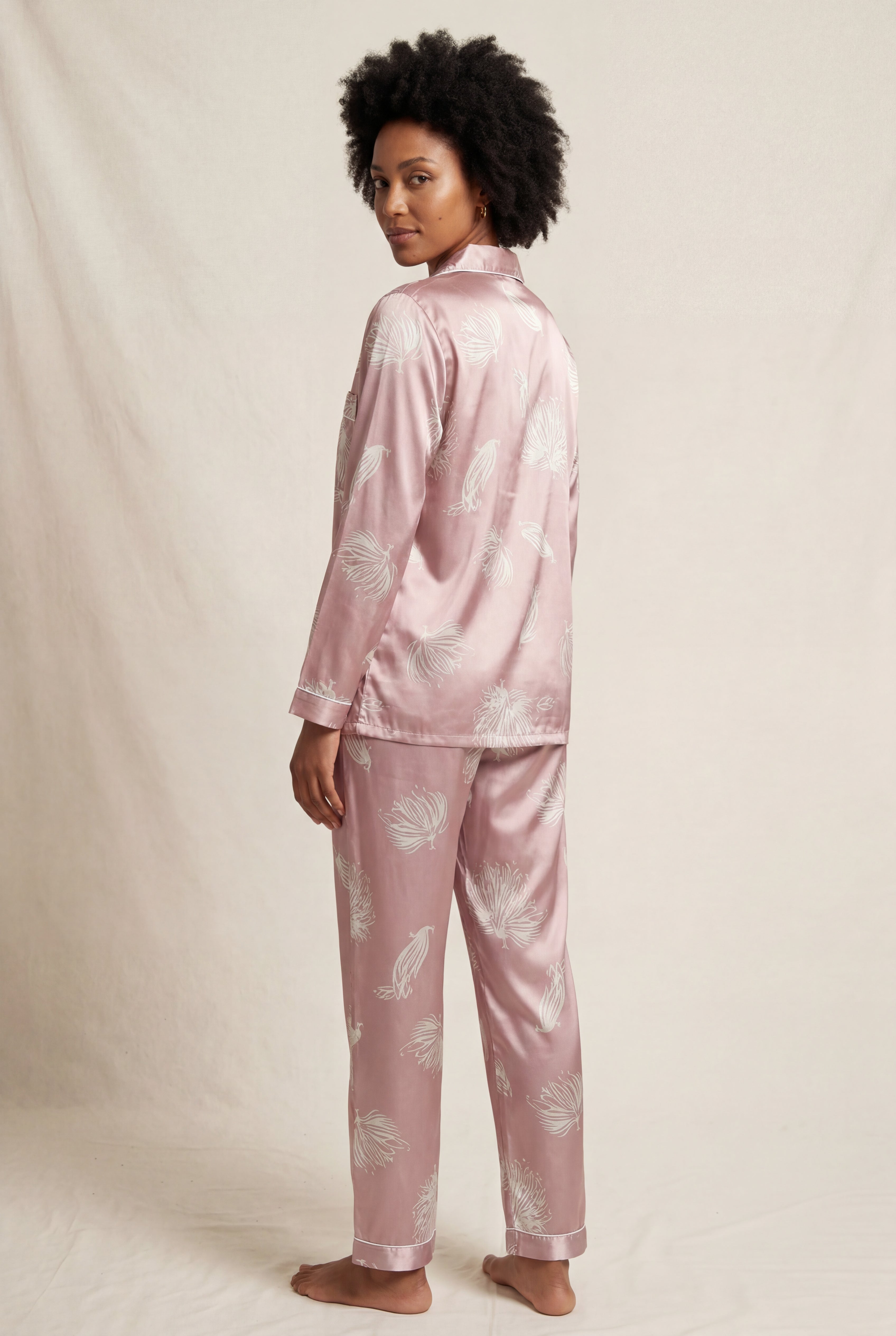 Lia | Floral Print Pajama Set with Button-up Blouse