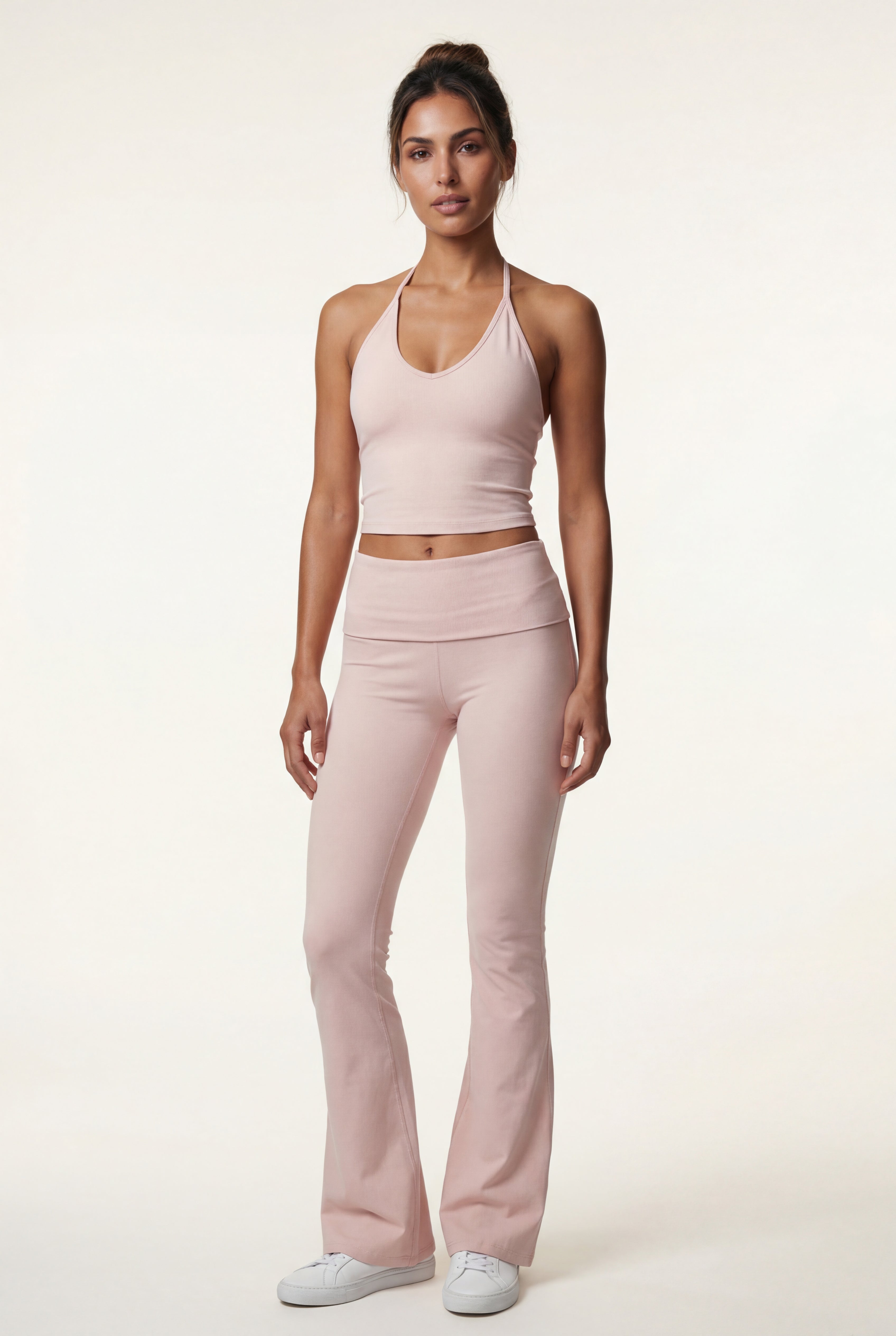 Lia | Halter Neck Crop Top and Flared Leggings Set
