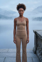 Lia | Halter Neck Crop Top and Flared Leggings Set