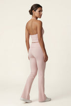 Lia | Halter Neck Crop Top and Flared Leggings Set