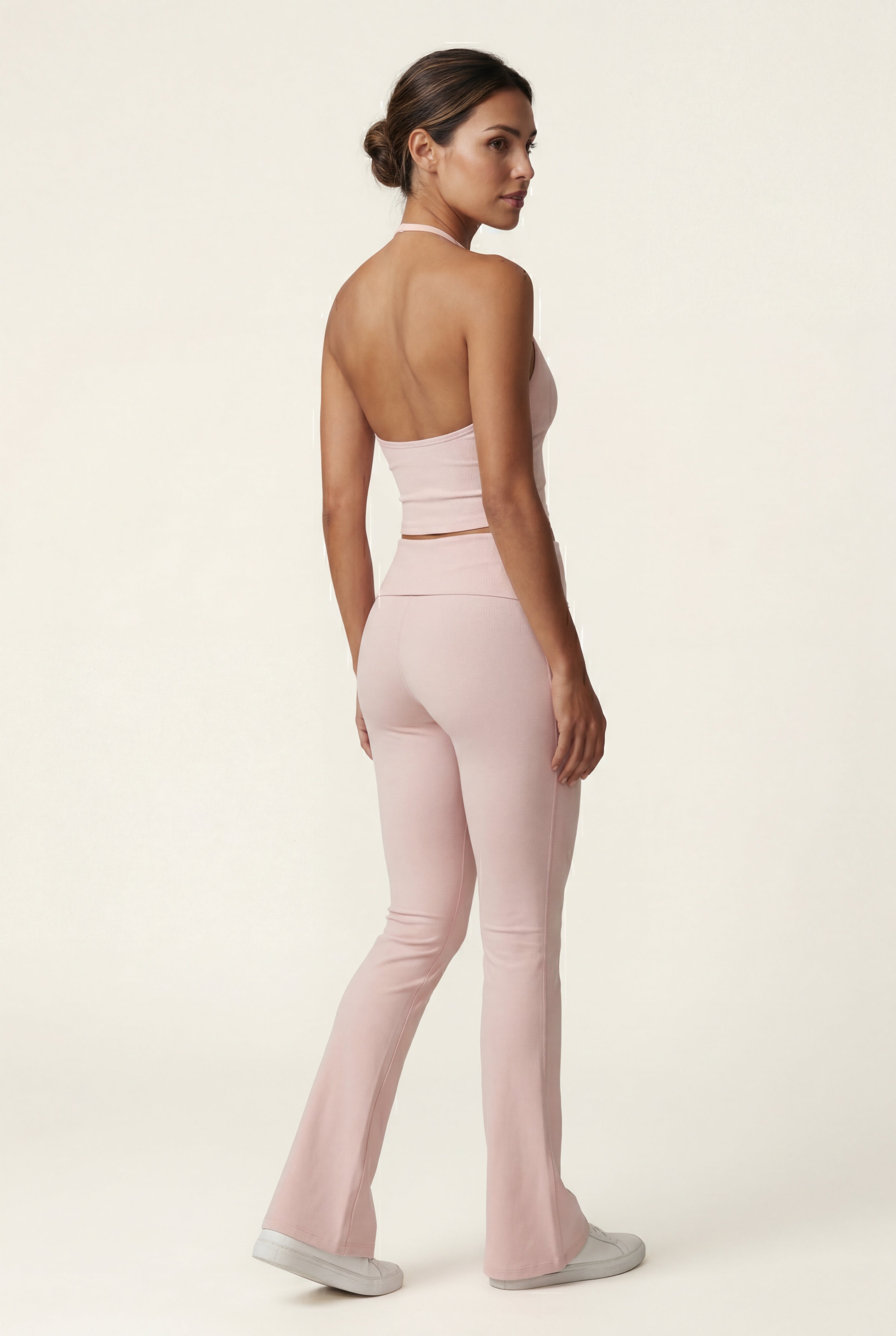 Lia | Halter Neck Crop Top and Flared Leggings Set