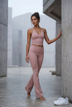 Lia | Halter Neck Crop Top and Flared Leggings Set