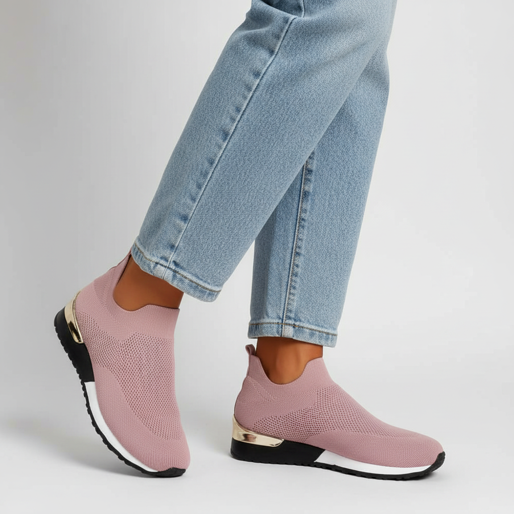 Lia | Metallic Heel Slip-on Wedge Sneakers
