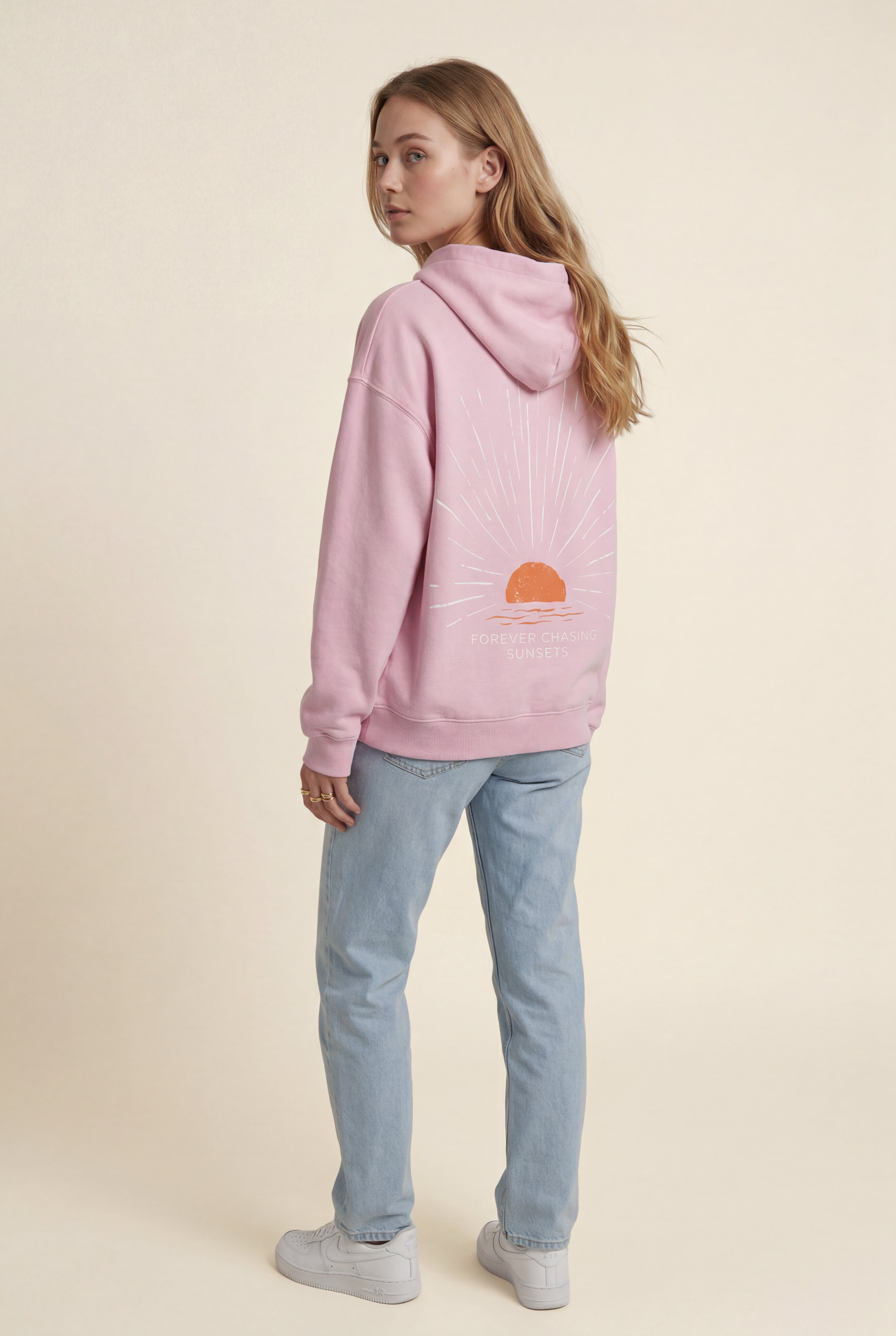 Lia | Oversized Sun Print Back Graphic Hoodie