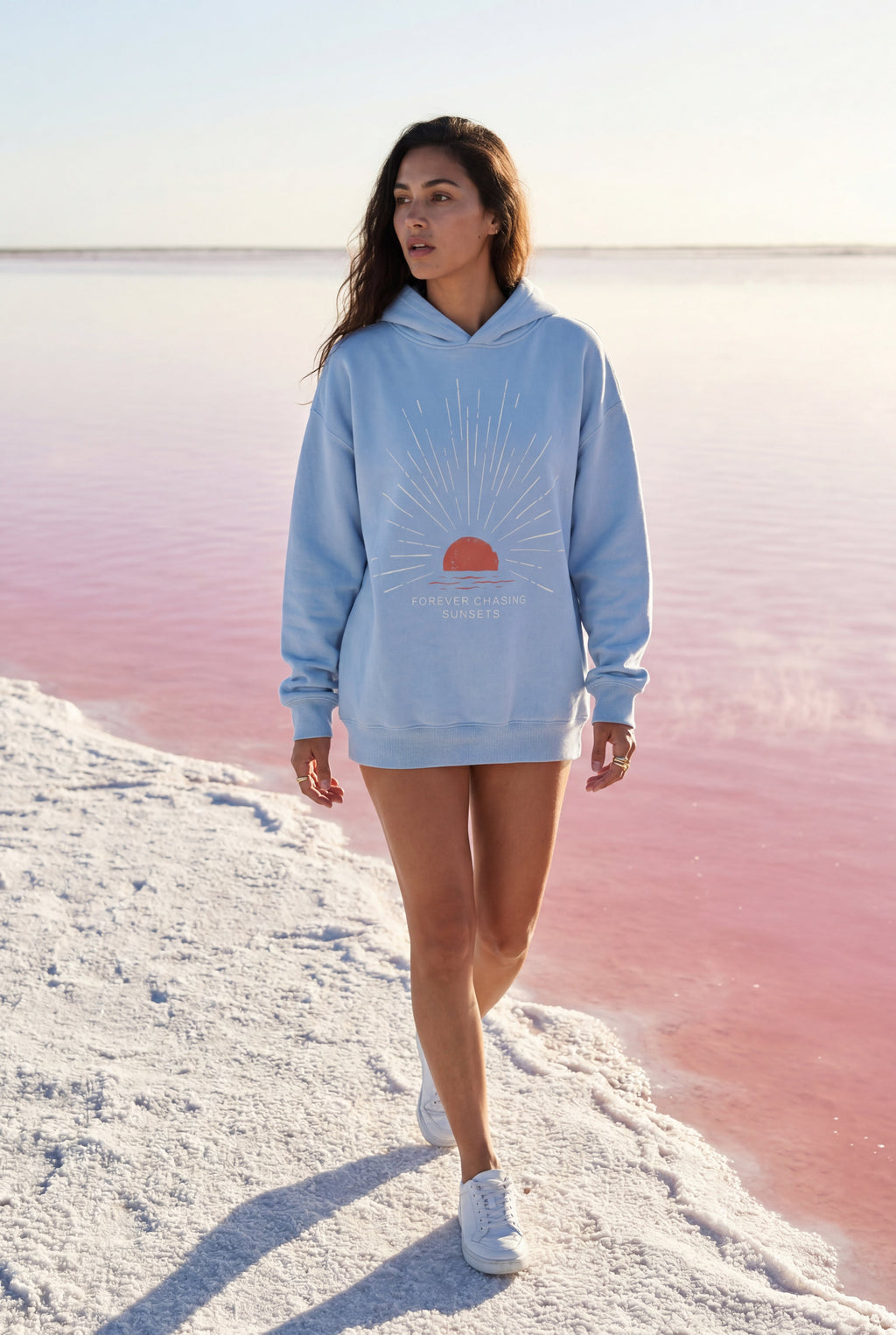 Lia | Oversized Sun Print Back Graphic Hoodie