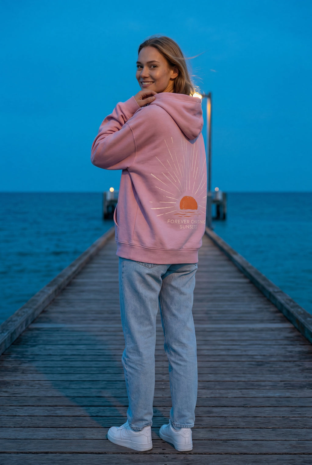 Lia | Oversized Sun Print Back Graphic Hoodie