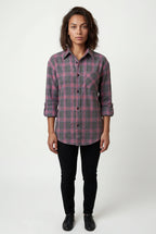 Lisa | Relaxed Fit Checked Button-down Shirt with Curved Hem