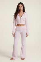 Lia | Ribbed Cropped Hoodie and Flared Pants Lounge Set